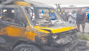 Two Killed, Eight Injured as Commercial Bus Catches Fire on Okota–Mile 2 Road