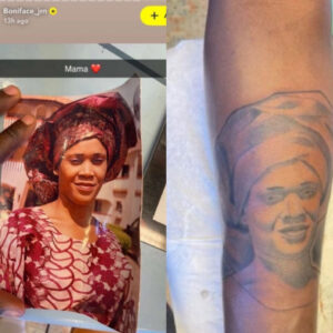 Boniface Unveils Tattoo Tribute to Late Mother
